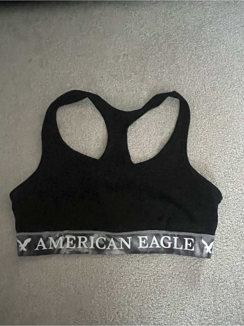 American Eagle Outfitters Black Racerback Sports Bra with Logo Band